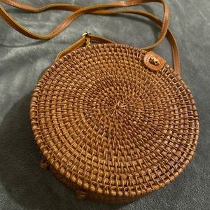 Boho round basket weave crossbody